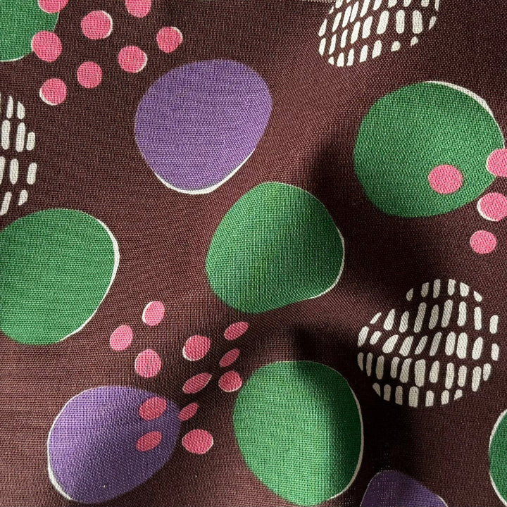Art Geome Dots Brown Lighter Weight Cotton & Linen Canvas (Made in Japan)