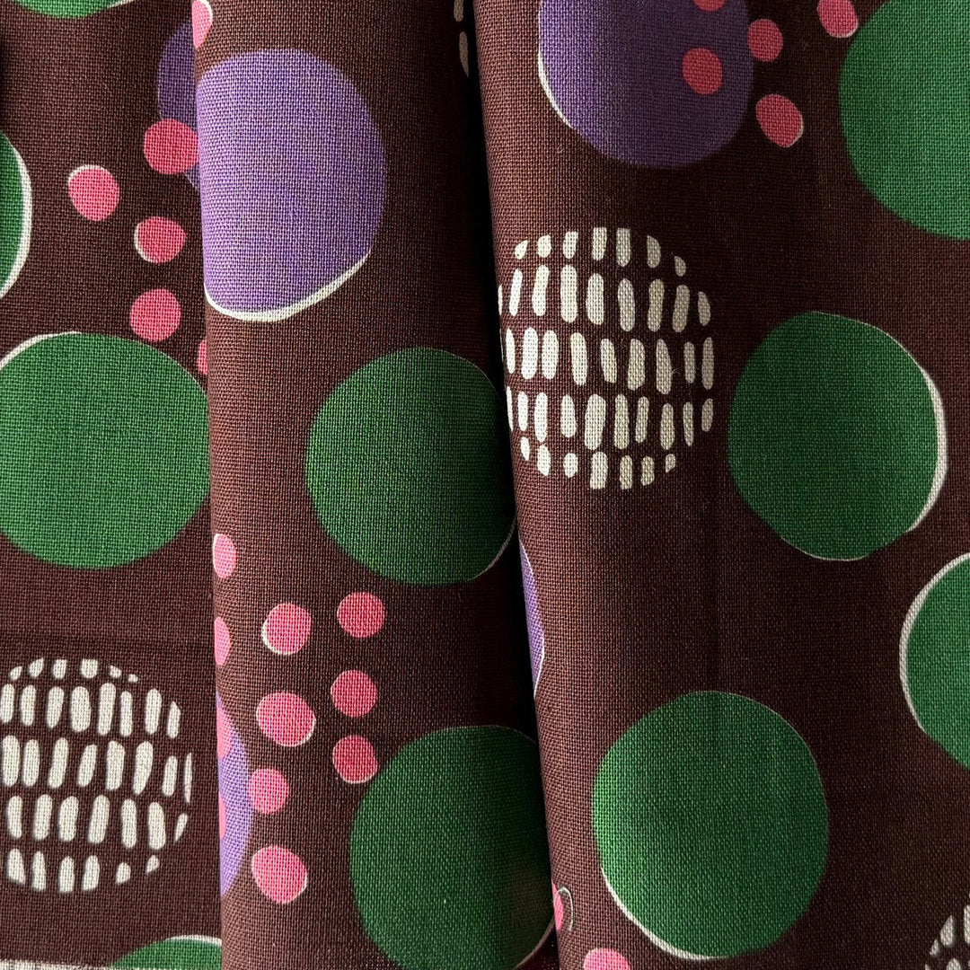 Art Geome Dots Brown Lighter Weight Cotton & Linen Canvas (Made in Japan)