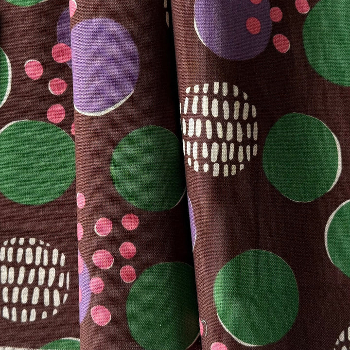Art Geome Dots Brown Lighter Weight Cotton & Linen Canvas (Made in Japan)