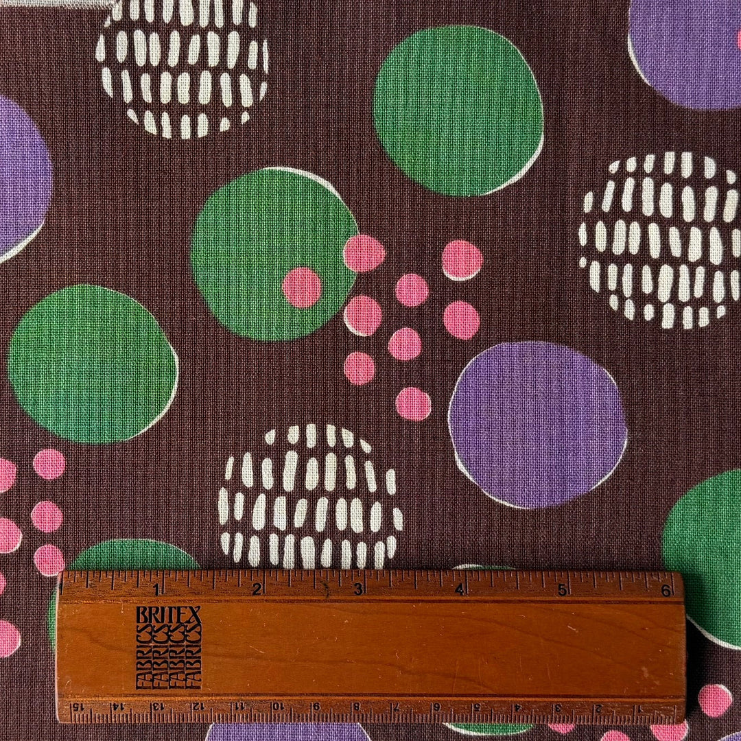Art Geome Dots Brown Lighter Weight Cotton & Linen Canvas (Made in Japan)