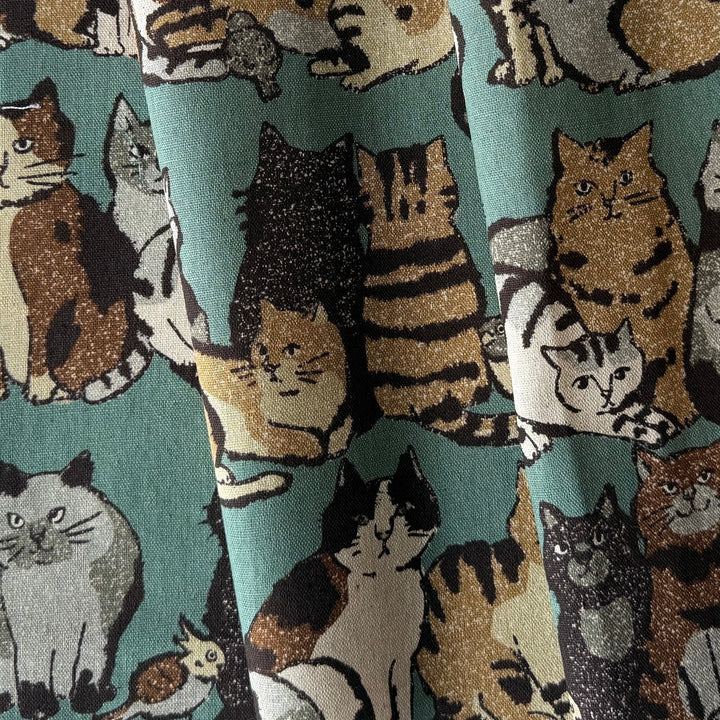 Art Cats Aqua Slate Lighter Weight Cotton & Linen Canvas (Made in Japan)