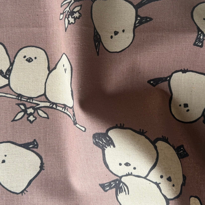 Shima-Enaga Simply Animal Birds Mauve Cotton & Linen Blend (Made in Japan)