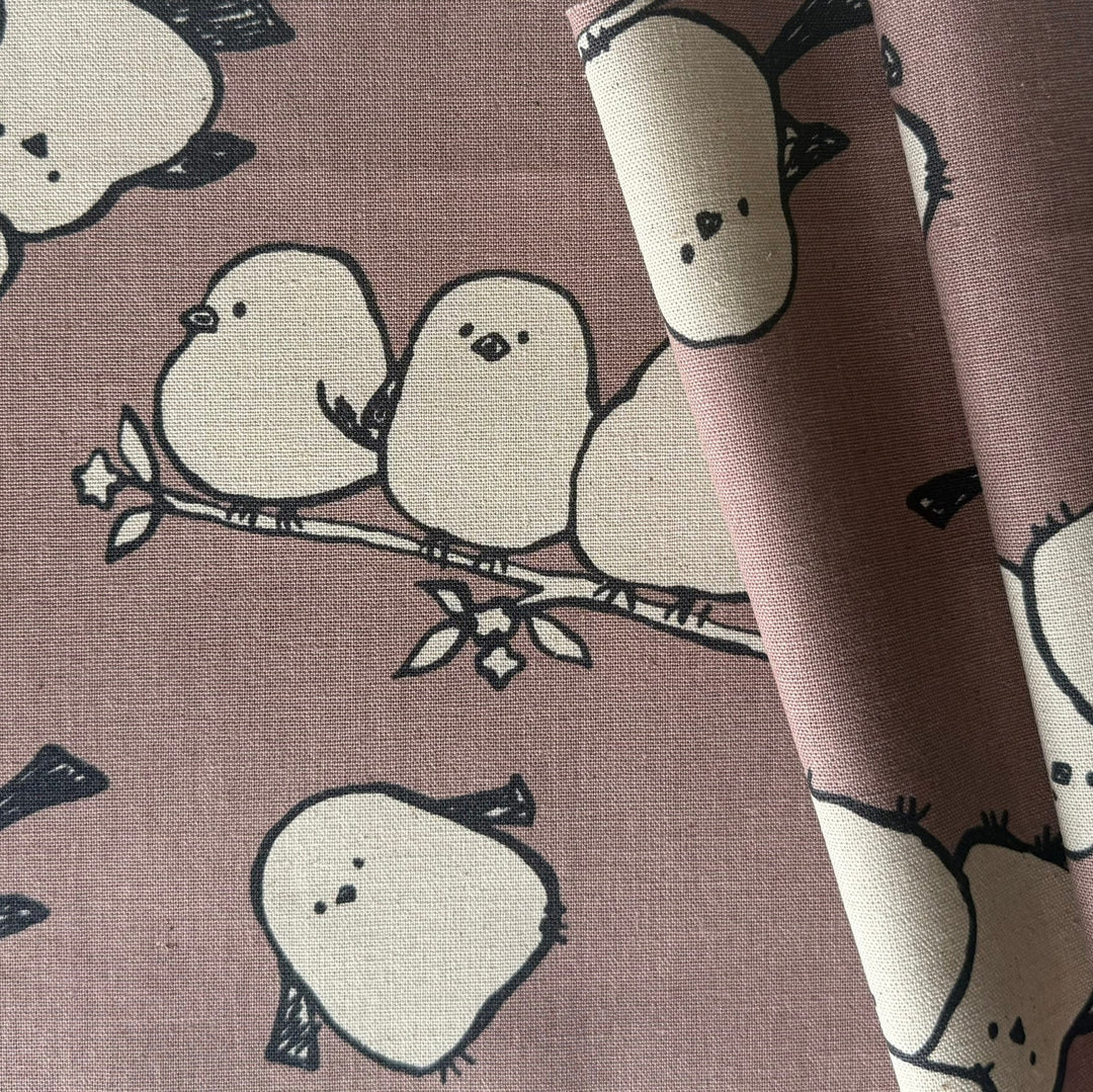 Shima-Enaga Simply Animal Birds Mauve Cotton & Linen Blend (Made in Japan)