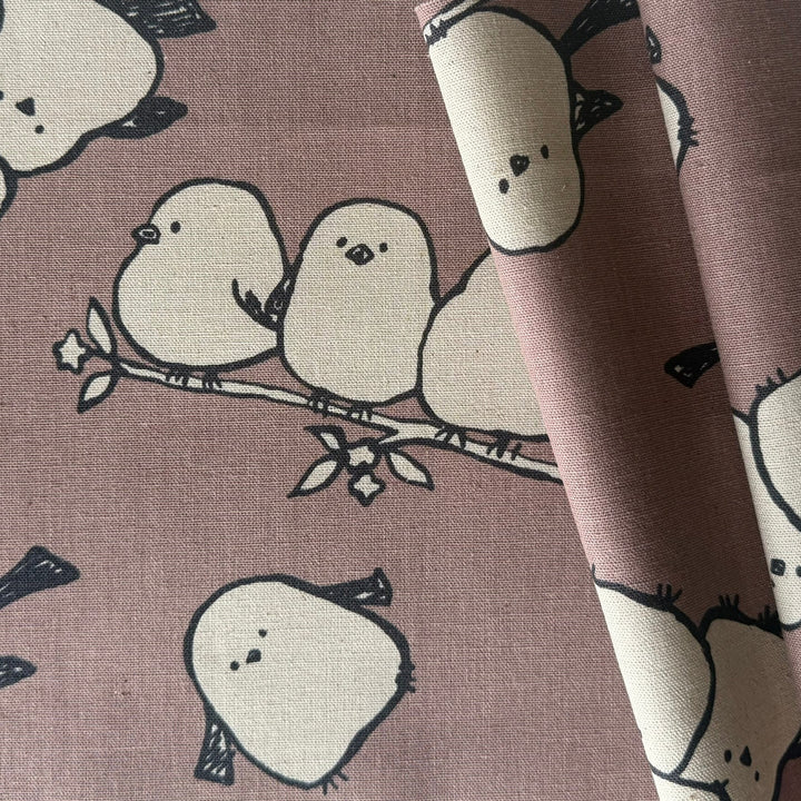 Shima-Enaga Simply Animal Birds Mauve Cotton & Linen Blend (Made in Japan)