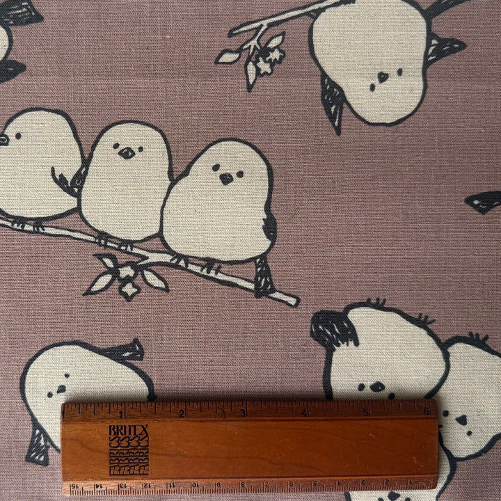 Shima-Enaga Simply Animal Birds Mauve Cotton & Linen Blend (Made in Japan)
