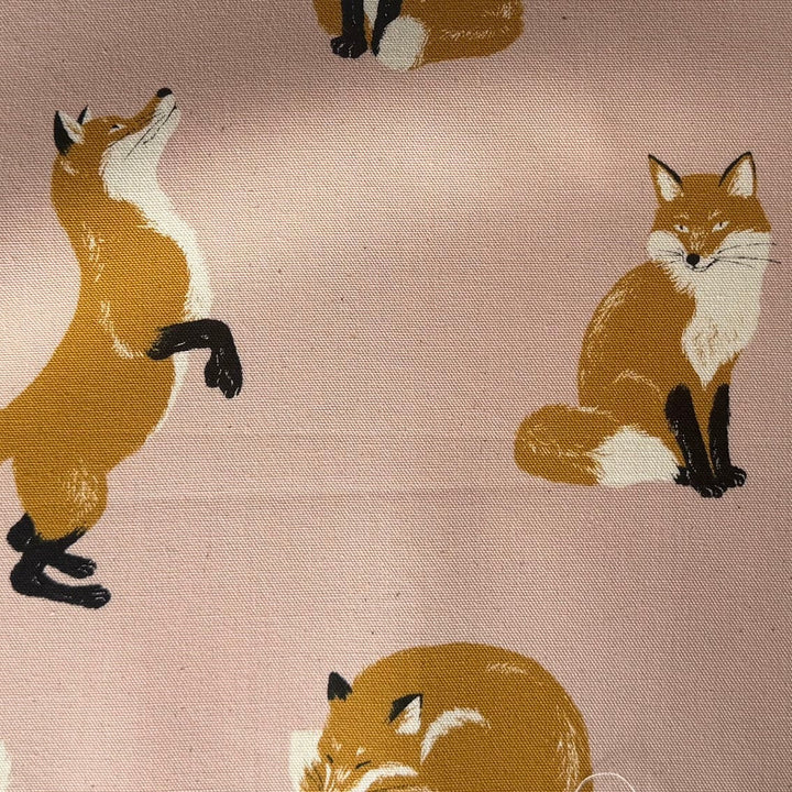 Foxes on Blush Lighter Weight Cotton Canvas (Made in Japan)