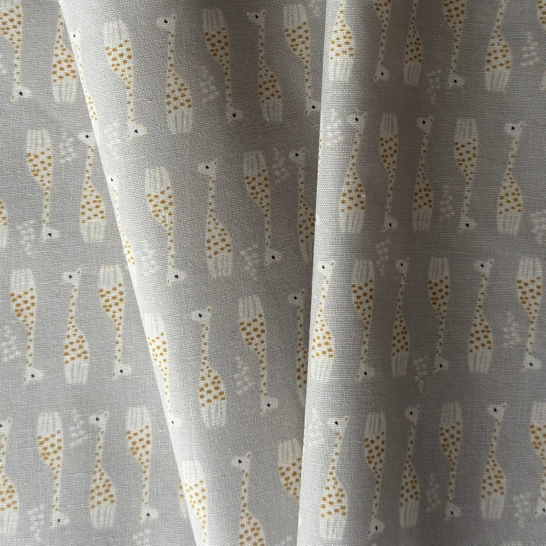 Wonderful World Giraffe Parade Grey Quilting Cotton (Made in Japan)