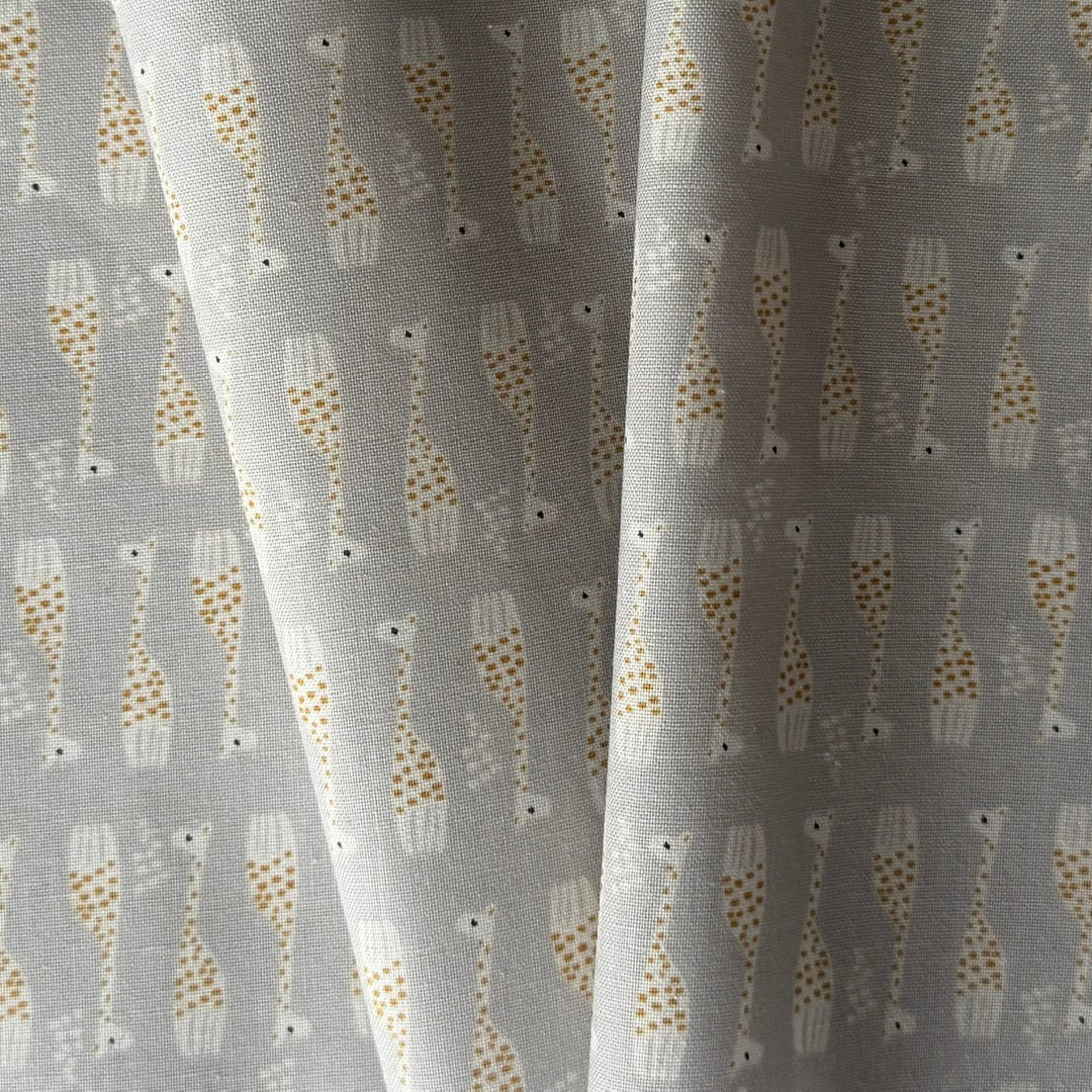 Wonderful World Giraffe Parade Grey Quilting Cotton (Made in Japan)