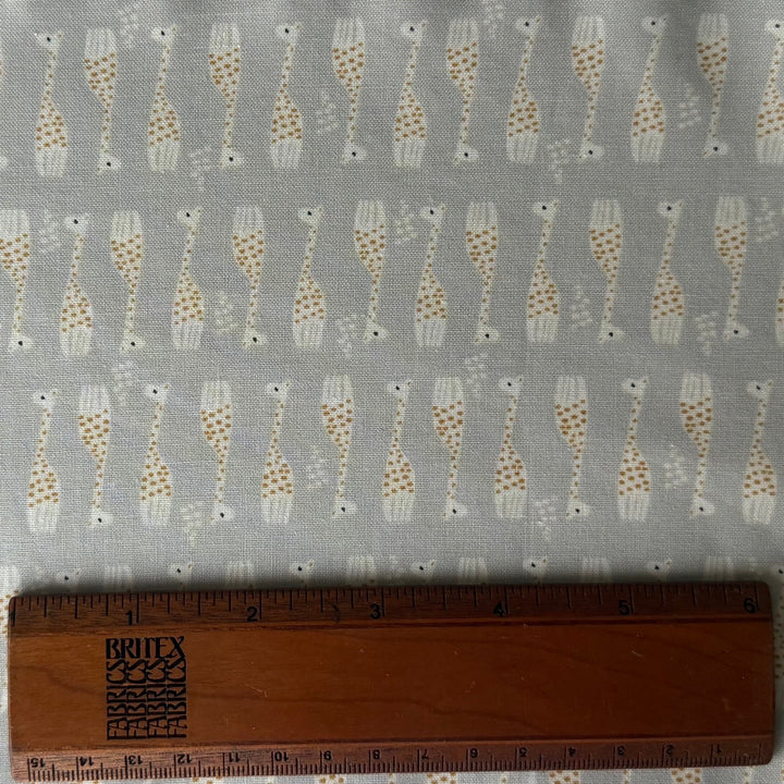 Wonderful World Giraffe Parade Grey Quilting Cotton (Made in Japan)