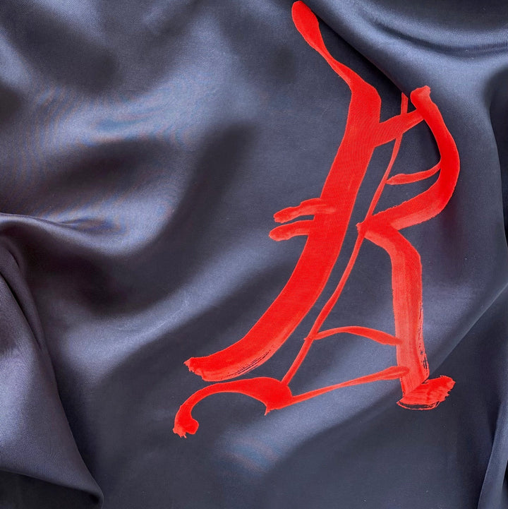 67" Panel - Dries Van Noten Vermillion Signature Midnight Blue Viscose Bemberg Twill Lining (Made in Italy)