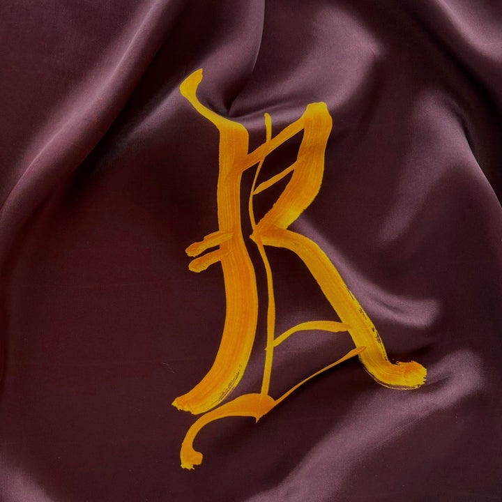 67" Panel - Dries Van Noten Bright Bumblebee Yellow Signature on Mahogany Viscose Bemberg Twill Lining (Made in Italy)