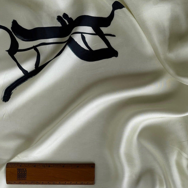 67" Panel - Dries Van Noten Coal Signature on Creme Anglaise Viscose Bemberg Twill Lining (Made in Italy)