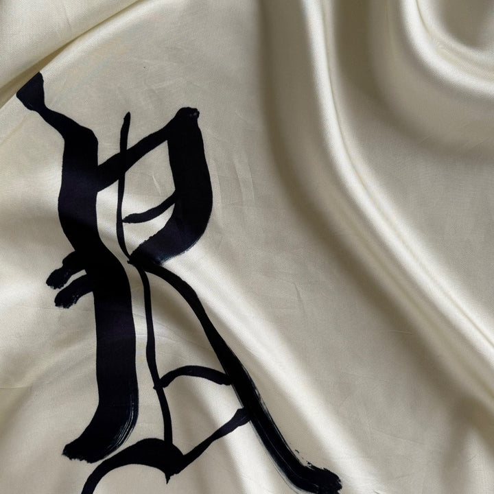 67" Panel - Dries Van Noten Coal Signature on Creme Anglaise Viscose Bemberg Twill Lining (Made in Italy)