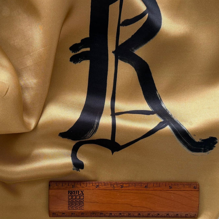 67" Panel - Dries Van Noten Coal Signature on Golden Wheat Viscose Bemberg Twill Lining (Made in Italy)