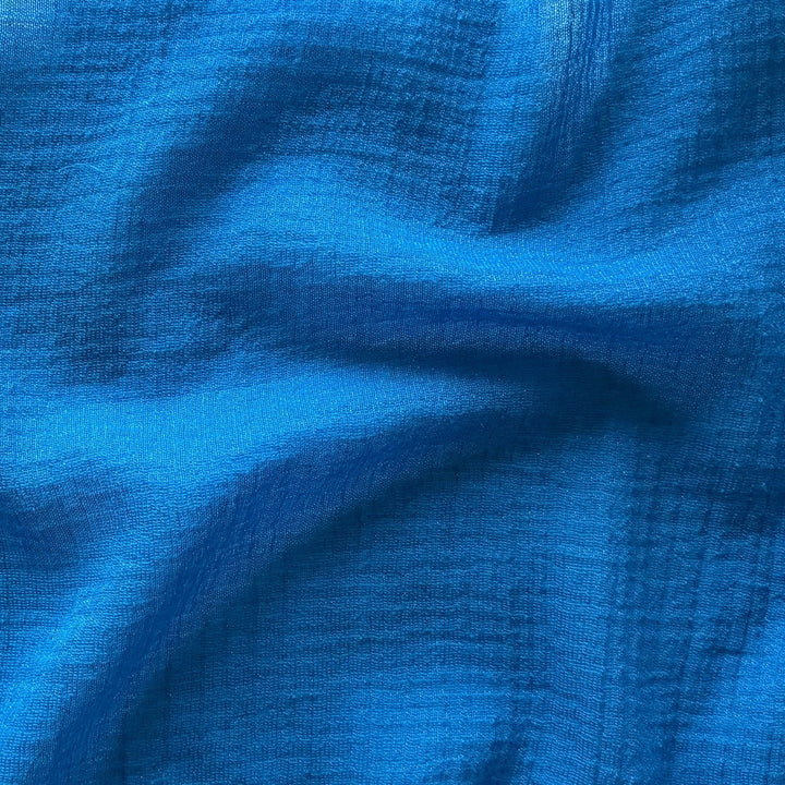 Semi-Sheer Alpine Blue Silvered Crinkled Wool Gauze