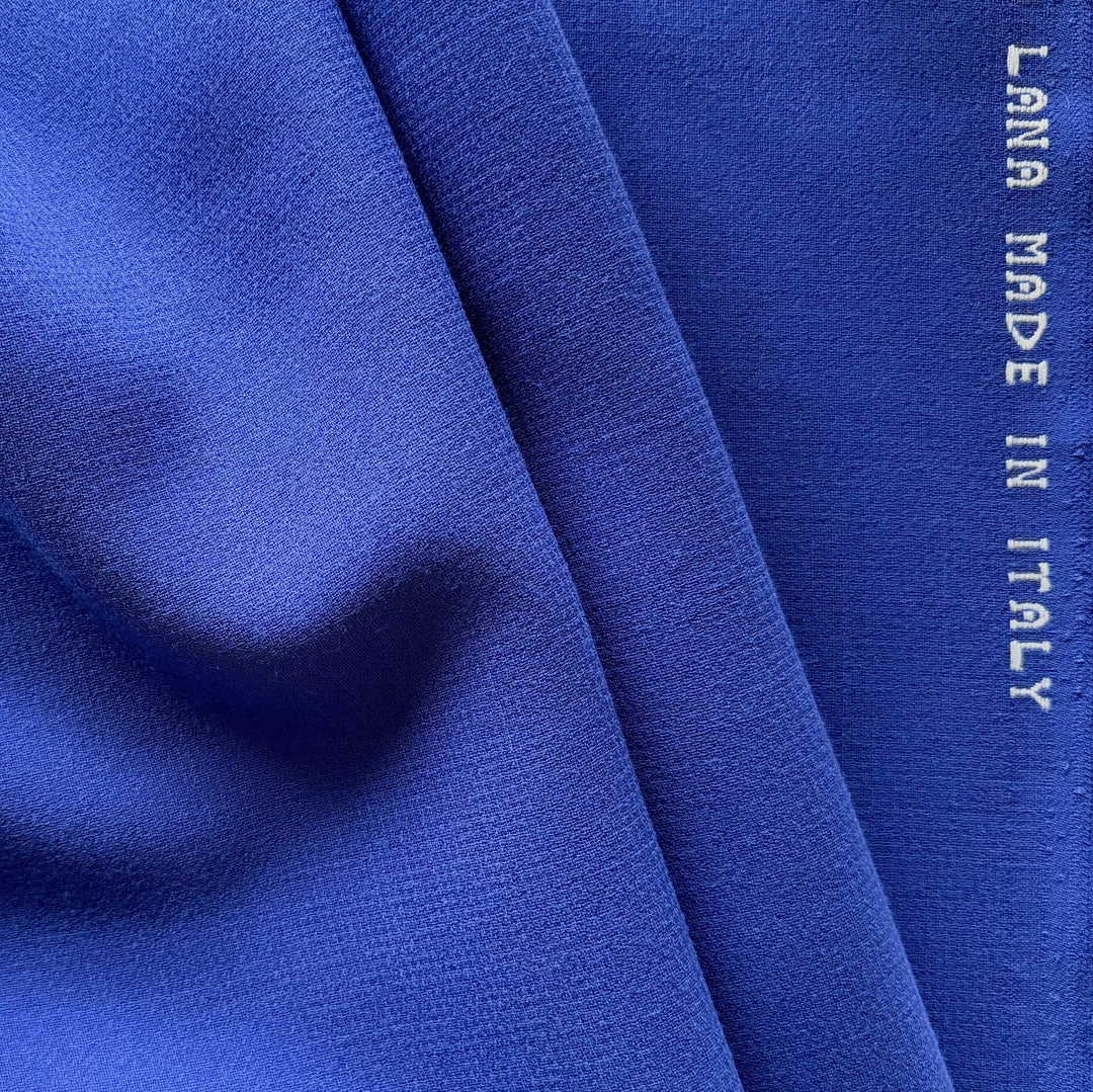 High-End Lapis Plum Selvedged Wool Double-Crepe (Made in Italy)