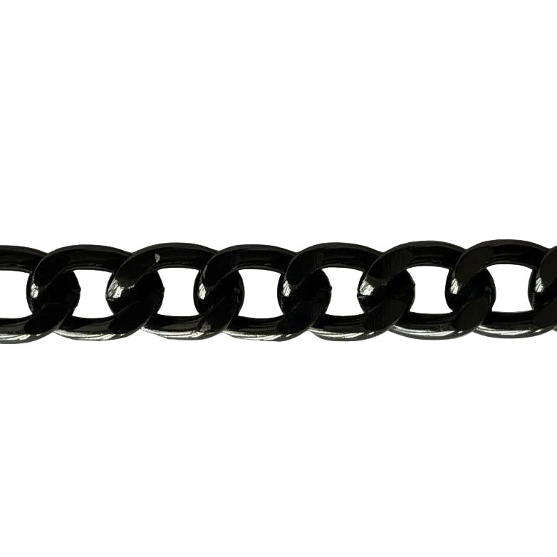 1/2" Polished Black Metal Chain