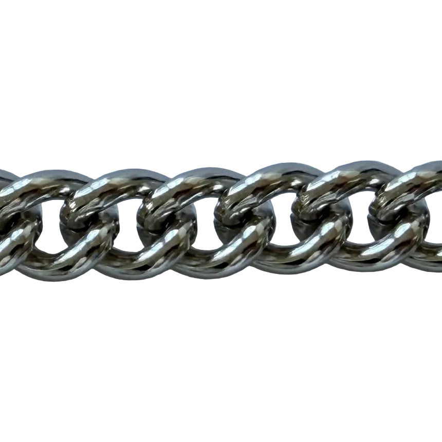 1/2" Designer Lightweight Polished Silver Metal Chain