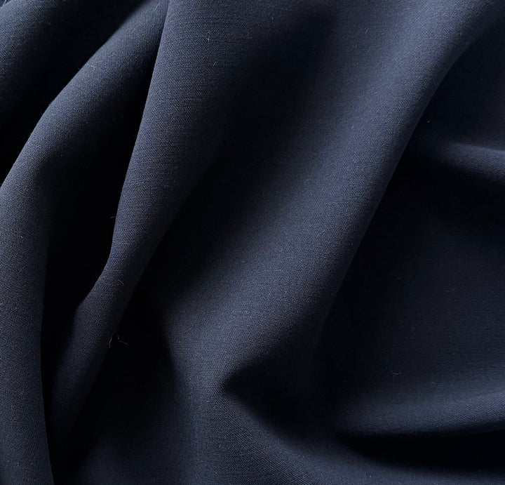 Mid to Heavy-Weight Gorgeous Midnight Navy Wool Twill (Made in Italy)