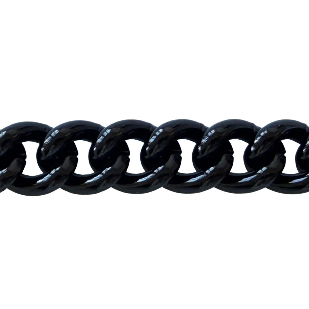 1/2" Designer Lightweight Shiny Black Metal Chain