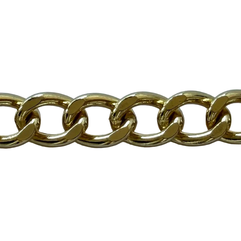 1/2" Oval Shiny Gold Finish Metal Chain