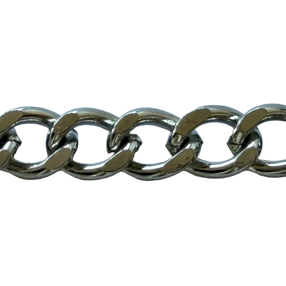 1/2" Oval Shiny Silver Finish Metal Chain