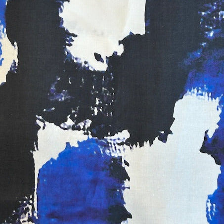 Ultramarine Abstraction Crisp Cotton Poplin (Made in Italy)