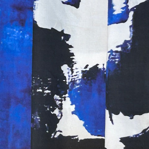 Ultramarine Abstraction Crisp Cotton Poplin (Made in Italy)