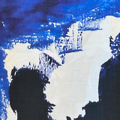 Ultramarine Abstraction Crisp Cotton Poplin (Made in Italy)