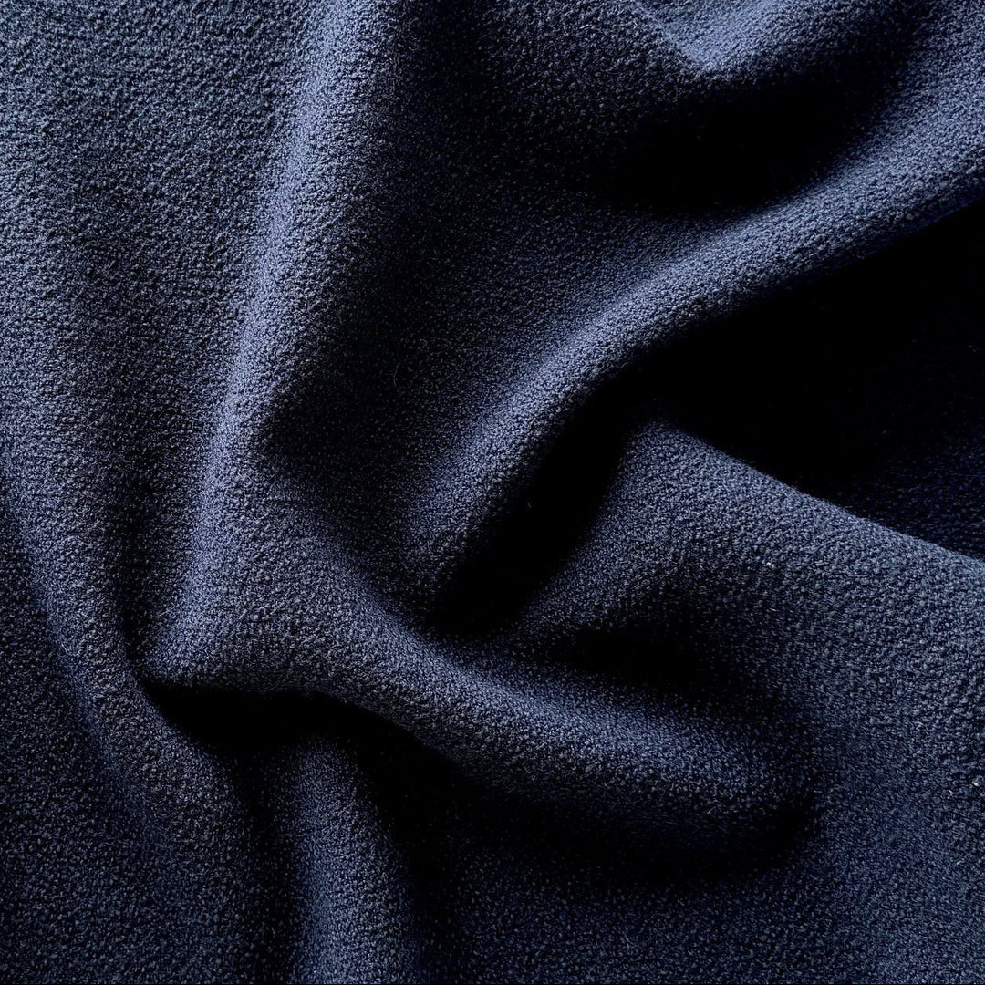 Discrete India Ink Wool Crepe Bouclé