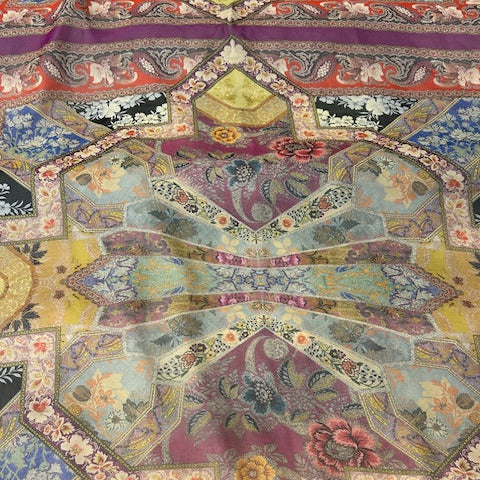 38" Panel - Etro Misty Dreamscape Medallion Semi-Sheer Silk Chiffon (Made in Italy)