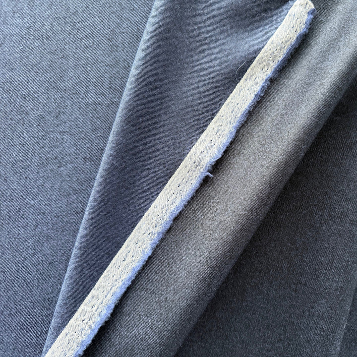 Lighter-Weight Reversible Heathered Blue Wool Flannel (Made in Italy)