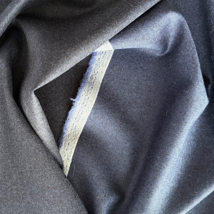 Lighter-Weight Reversible Heathered Blue Wool Flannel (Made in Italy)