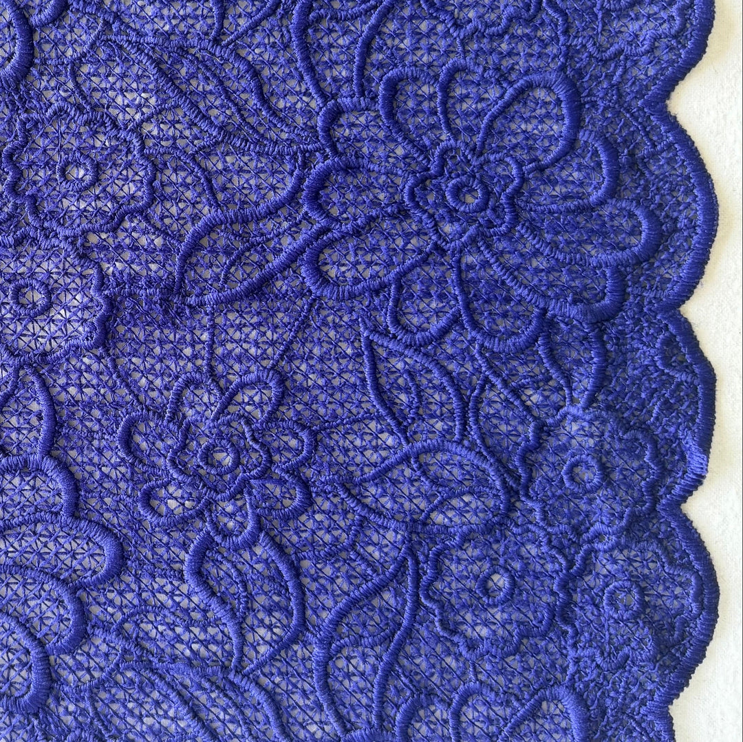 Tahari Iris Embroidered Scalloped Lace Fabric (Made in Korea)