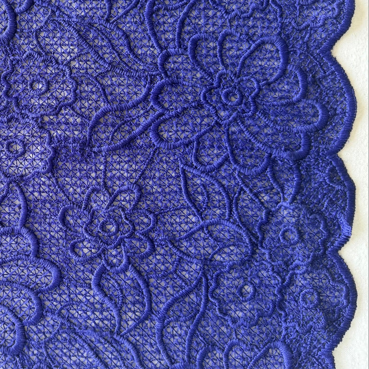 Tahari Iris Embroidered Scalloped Lace Fabric (Made in Korea)