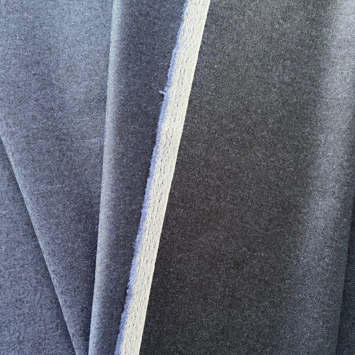 Lighter-Weight Reversible Heathered Blue Wool Flannel (Made in Italy)