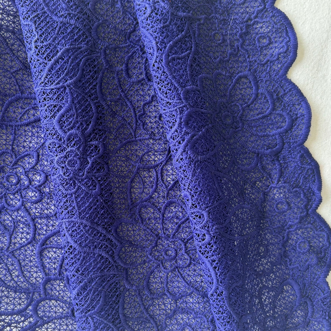 Tahari Iris Embroidered Scalloped Lace Fabric (Made in Korea)