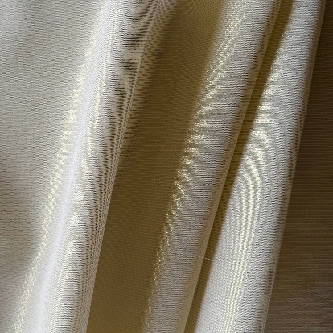 Striped Metallic Golden Creme Polyester Blend