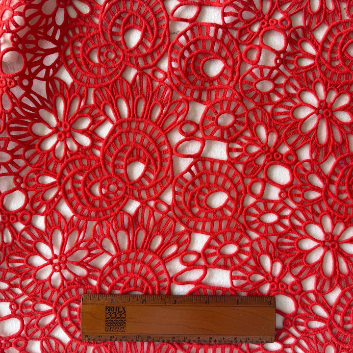 Cherry Arts & Crafts-Inspired Cotton Crochet Lace Fabric