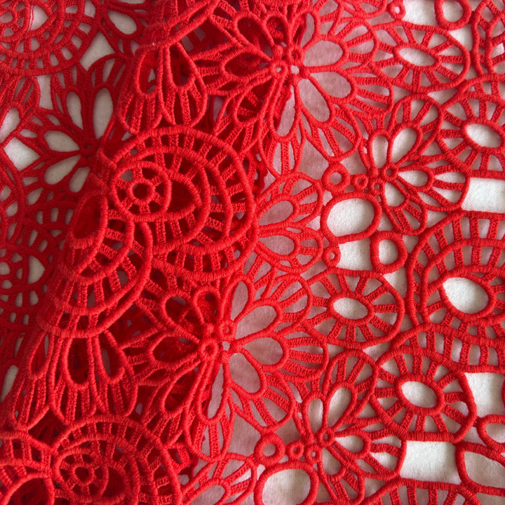 Cherry Arts & Crafts-Inspired Cotton Crochet Lace Fabric