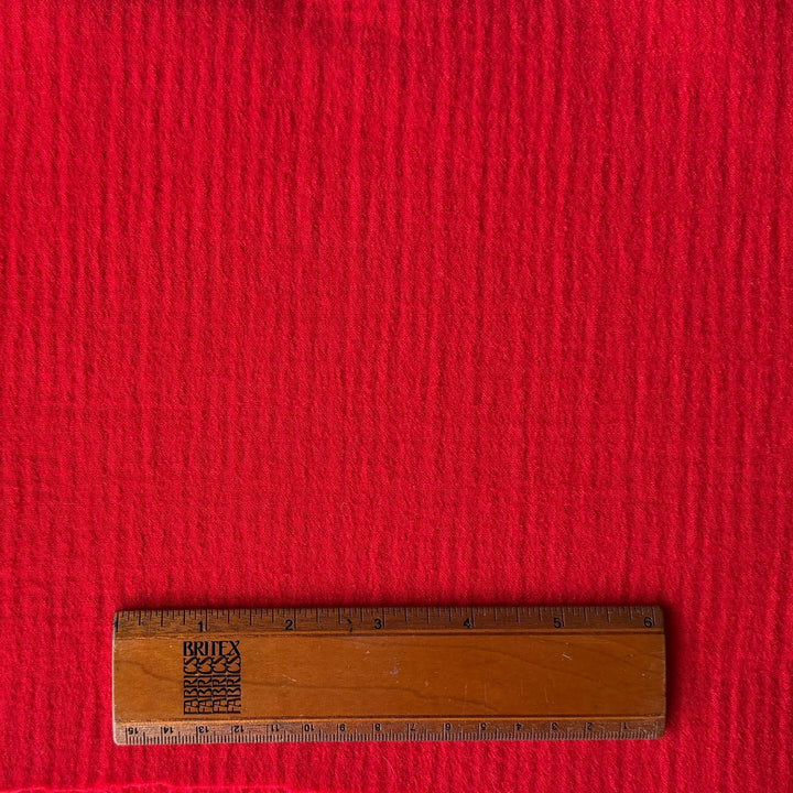 Heavy to Mid-Weight Designer Maraschino Red Textured Double-Faced Wool