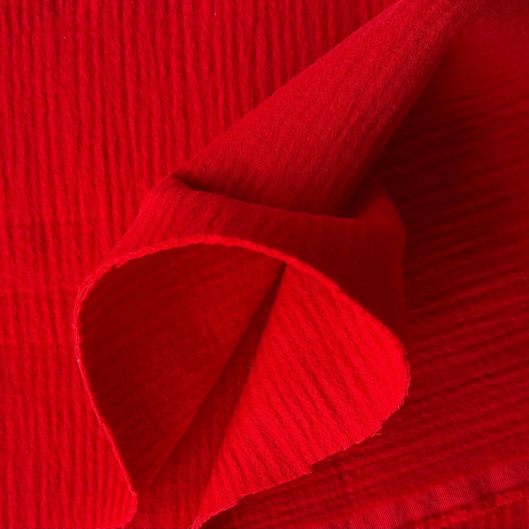 Heavy to Mid-Weight Designer Maraschino Red Textured Double-Faced Wool