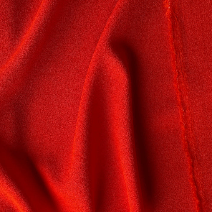 High-End Gorgeous Saturated Vermilion Wool Crepe (Made in Italy)