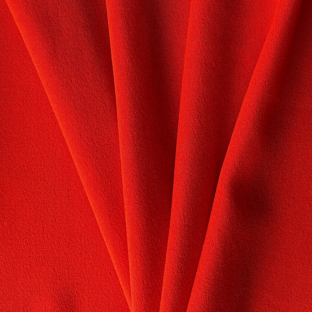 High-End Gorgeous Saturated Vermilion Wool Crepe (Made in Italy)