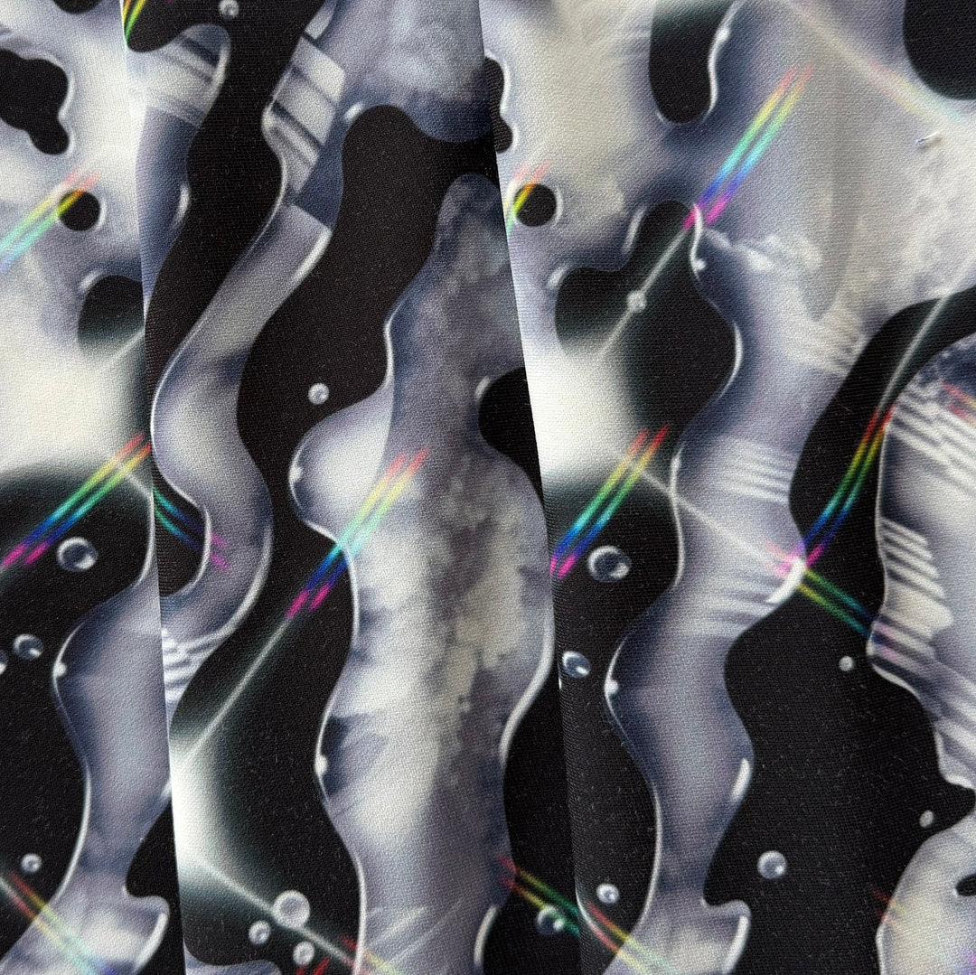 Mid-Weight Rivulets & Bubbles Polyester Crepe de Chine