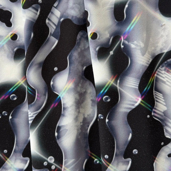 Mid-Weight Rivulets & Bubbles Polyester Crepe de Chine
