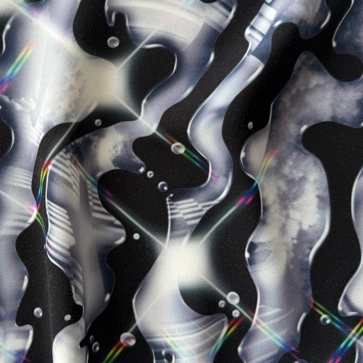 Mid-Weight Rivulets & Bubbles Polyester Crepe de Chine