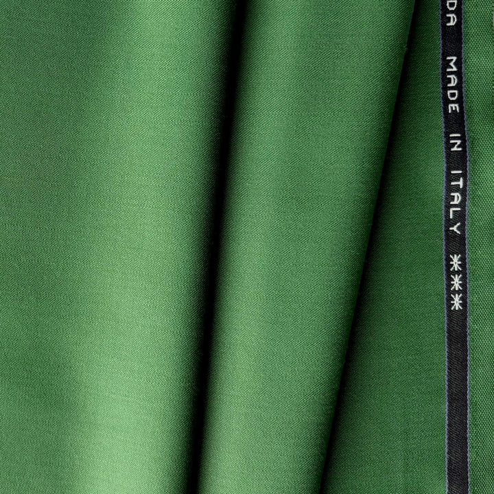 Mid-Weight Rich Granny Smith Apple Green Selvedged Stretch Wool Suiting (Made in Italy)