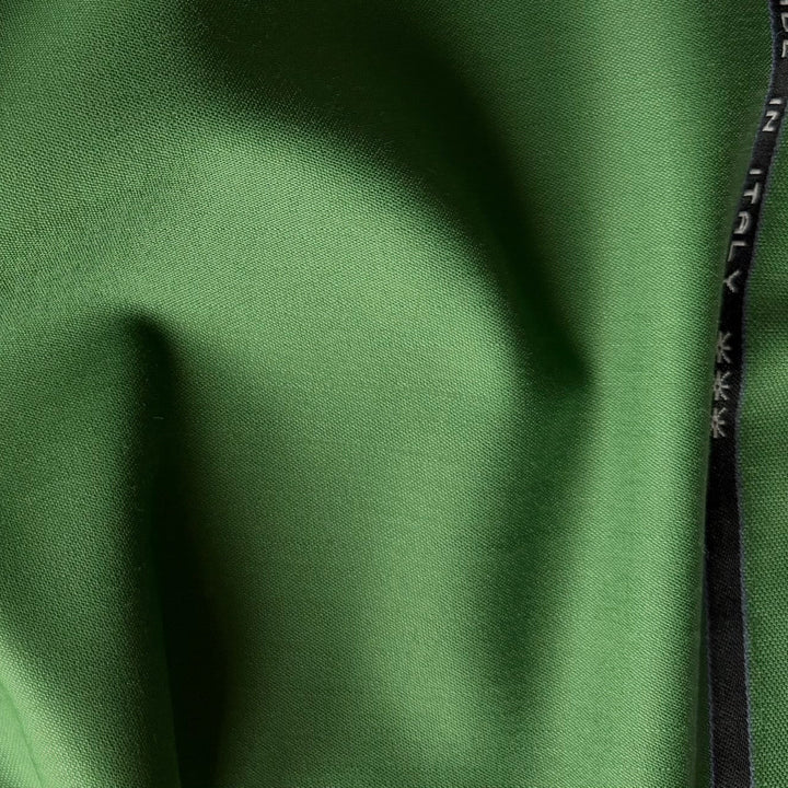 Mid-Weight Rich Granny Smith Apple Green Selvedged Stretch Wool Suiting (Made in Italy)