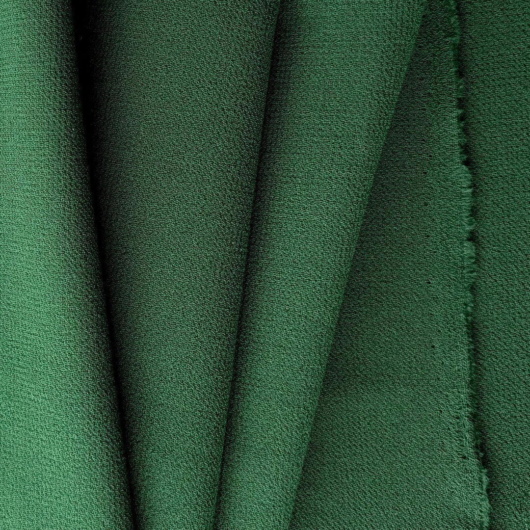 Mysterious Forest Green Wool Crepe (Made in Italy)